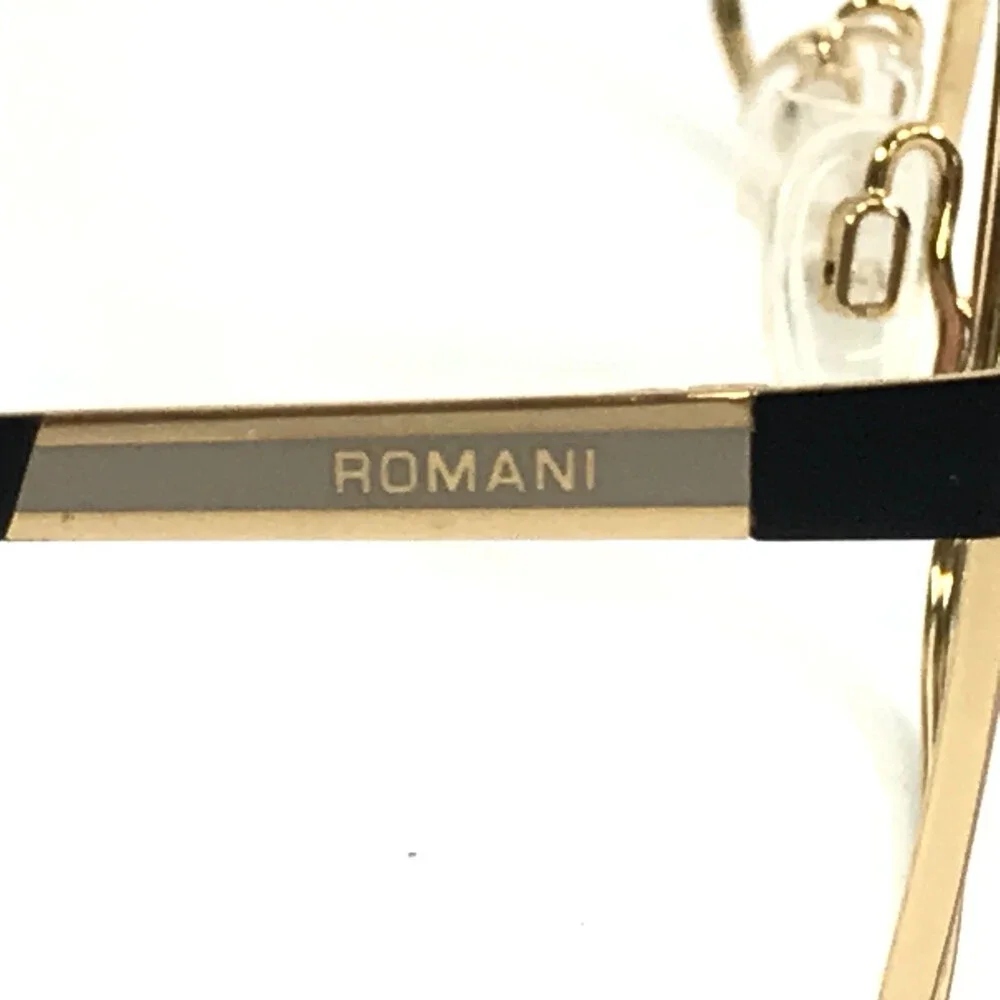 Alberto Romani Eyeglasses Frames AR8000 BK Black Gold Rectangle 57-15-140